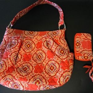 Vera Bradley shoulder bag orange purse and wallet